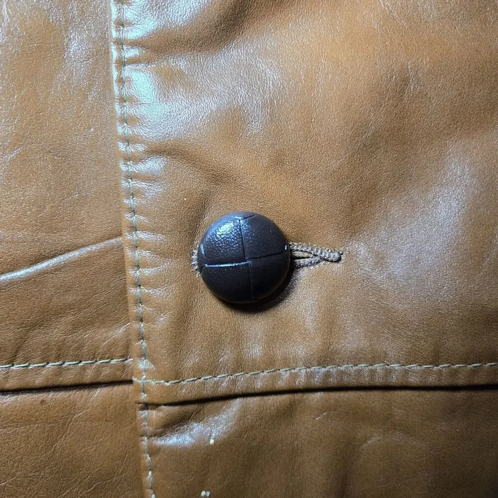 Delong Glove Cowhide Leather Coat Jacket USA‎ Retro 70’s Belted. Size 40 Vintage